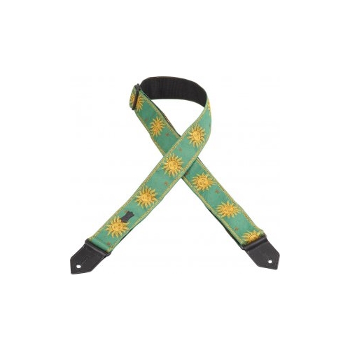 Levy's Polyester Guitar Strap (Green and Mustard Skull)